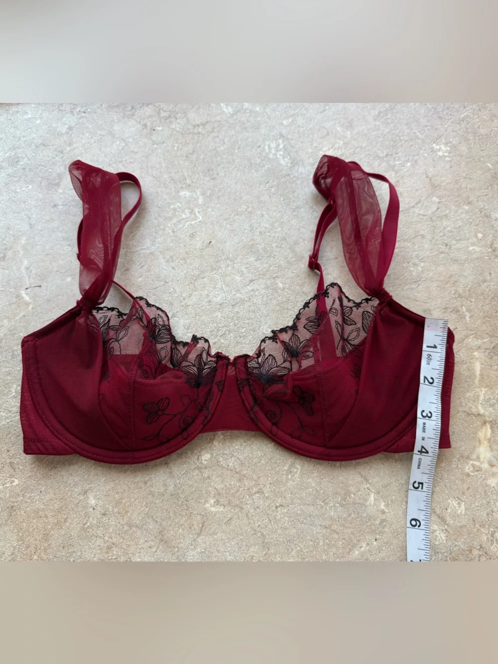 Adore Me Red and Black Sofia Contour Bra, Size Small 32DD